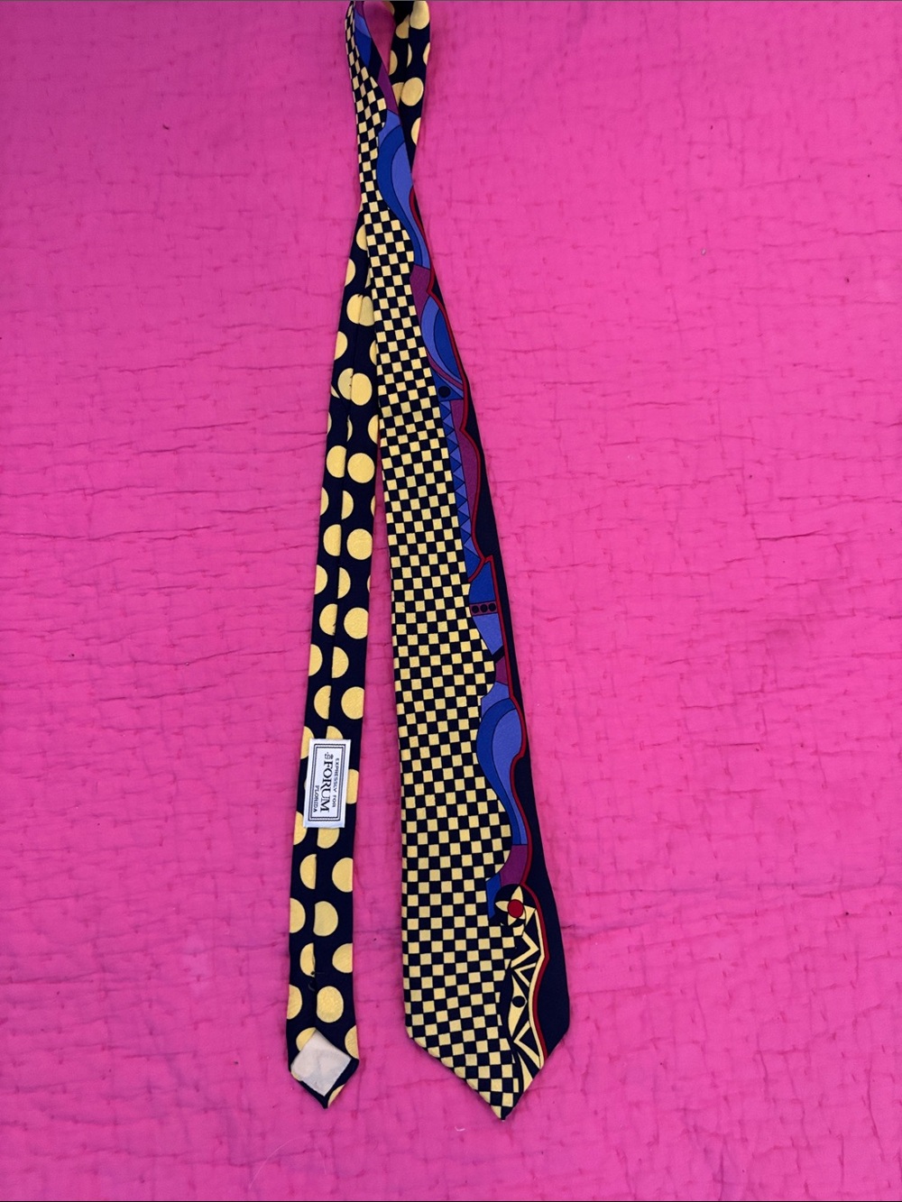 Versace Vibrant Yellow and Blue Patterned Silk Tie